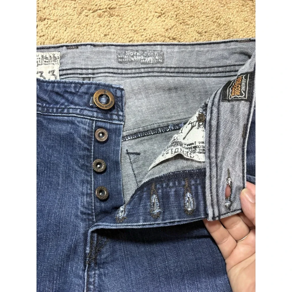Volcom Nova Jean Men 33 Blue Denim Button Fly Straight Leg Skater Casual